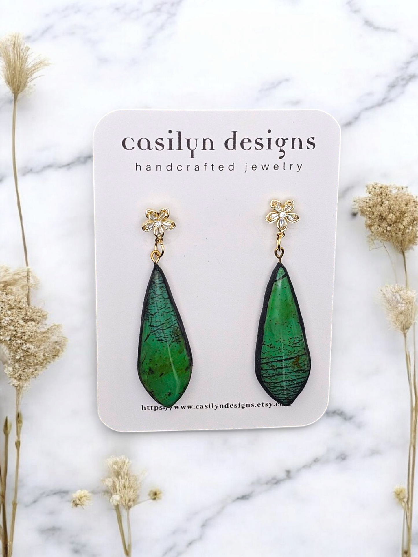 Faux Turquoise Lightweight Polymer Clay Statement Earrings